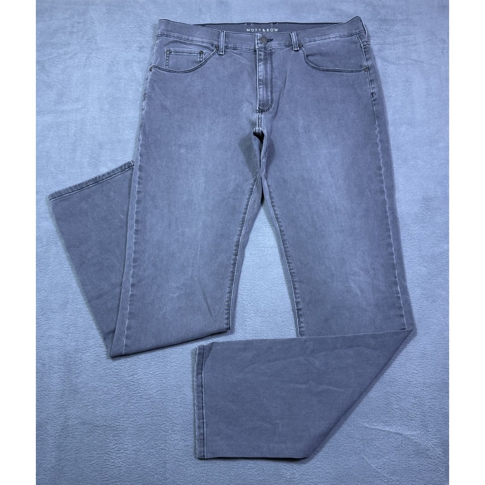 Mott And Bow Jeans Mens 36x34 Stone Gray Slim Straight Modern Normcore USA